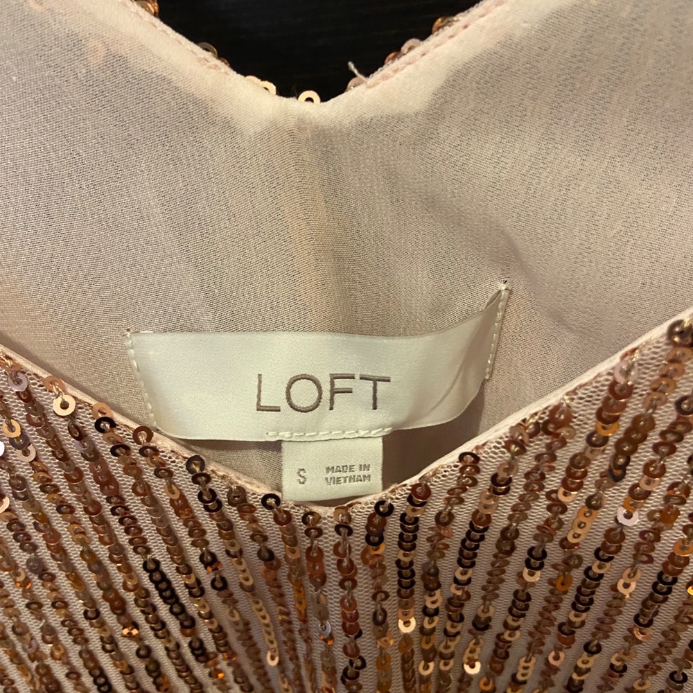 Loft Sequined Rose Gold Shell Tank - S - Picture 2 of 4
